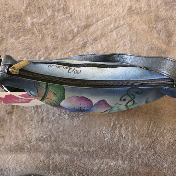 Anuschka by Anna 8310-MFL Handpainted Leather Crossbody Hobo Bag Floral NWT - Picture 11 of 16